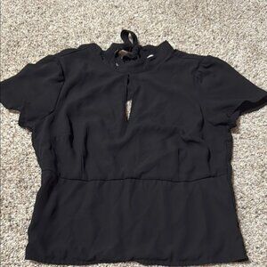 Abercrombie & Fitch Black Short Sleeve Cut Out Back Tie Blouse